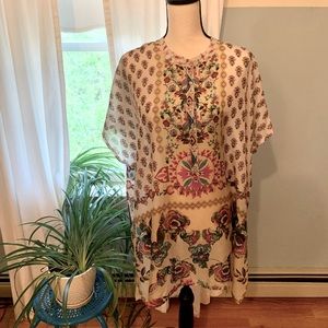 Johnny Was Brenda Silk Blouse XL NWT